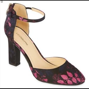 Liz Claiborne Ankle Strapped Brocade Winnie Heels